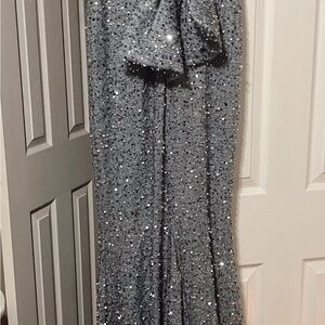 Elegant Silver Sequin Maxi Dress